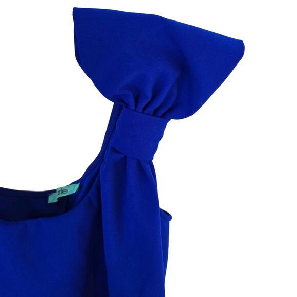 Misses junior teen dress size M medium blue one shoulder bow petite  8 10 - Picture 6 of 9